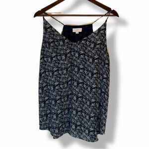 LOFT Navy Blue Floral Print Spaghetti Strap Camisole